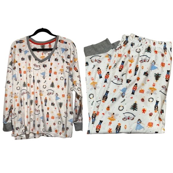 Cuddle Duds Fleece Pajamas PJ 2 Pc set Christmas Holiday Nutcracker Womens Sz 1X - Picture 3 of 11